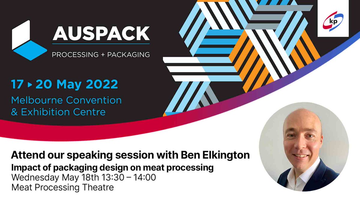 kpGroup_'s tweet photo. Join kp’s Ben Elkington on May 18th 13:30–14:00 AEST at #Auspack to learn about the “Impact of packaging design on meat processing”. Ben will be looking at global packaging trends and innovations in protein categories as well as what’s on the horizon. https://t.co/klnVrUM9mX https://t.co/VJVrTOEDYB