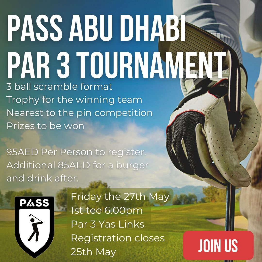 passabudhabi's tweet photo. We are excited to announce the first PASS golf outing taking place on Yas Links Academy course on the 27th of May.
Register your team of three players for this scramble by clicking the link below.
https://t.co/OYifV547E1
Looking forward to seeing you on the course!
#PASSGolf https://t.co/1zFXX6gCMd