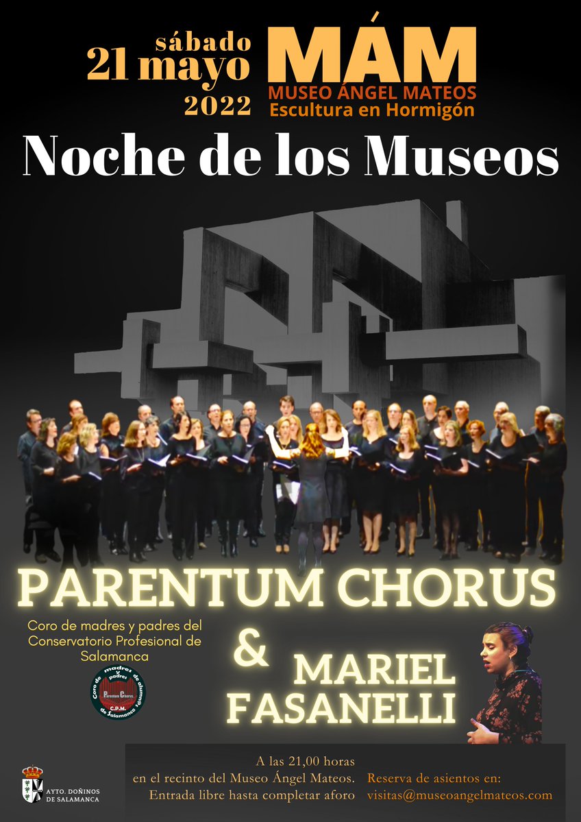 Este sábado 21 mayo, el #MÁM celebra la #NocheDeLosMuseos con una actividad especial: un doble #concierto en su recinto a las 21,00 h.
#EntradaLibre libre hasta completar aforo. #Reservas en visitas@museoangelmateos.com

#ConciertosSalamanca #NochedelosMuseos
#cantosalamanca