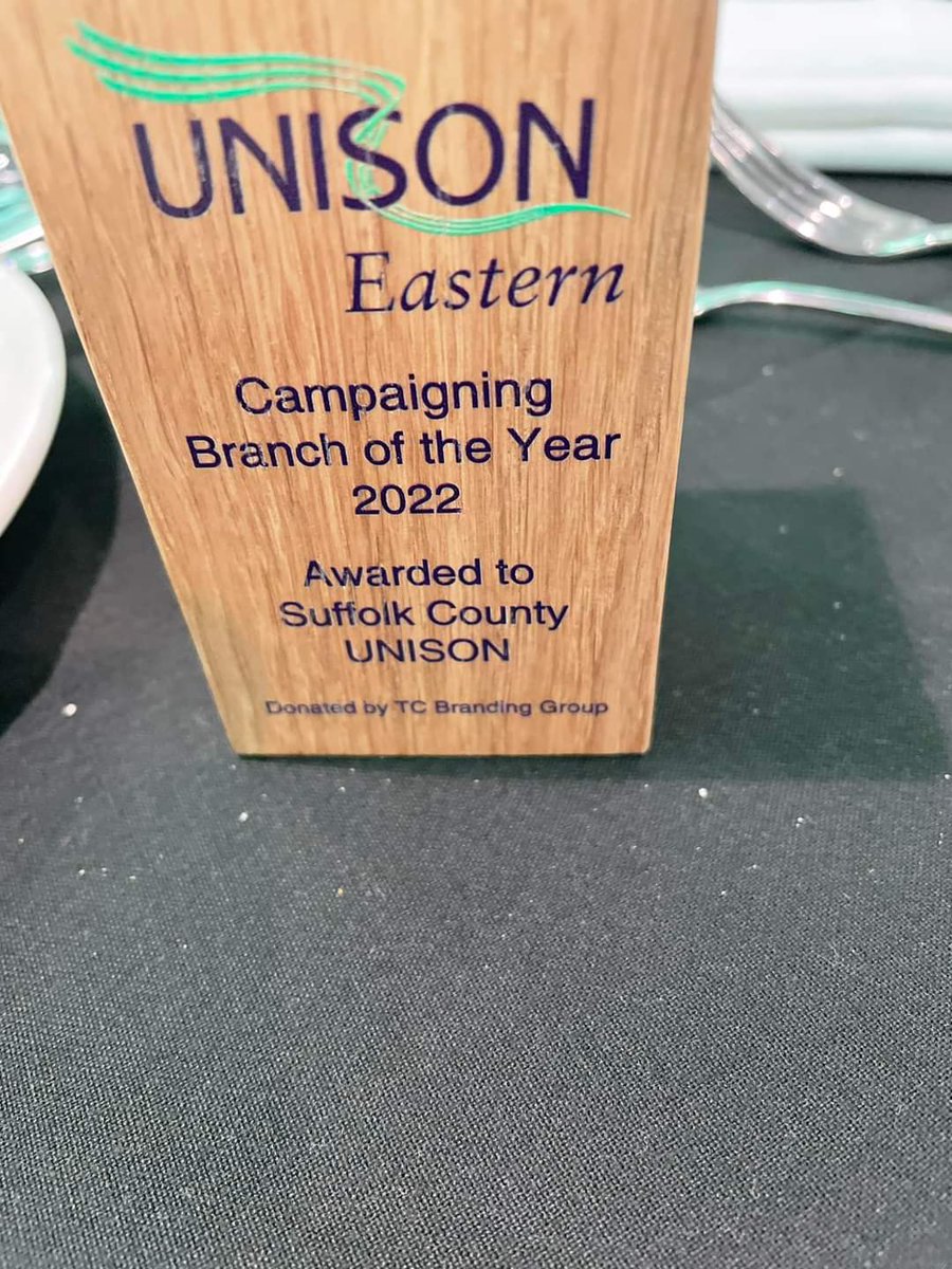 SuffolkUNISON's tweet photo. Congratulations to Suffolk County Unison for two awards last night at the Unison Eastern Region #OneUNISON weekend. Super proud of the branches award that everyone has worked hard. CongratulationsCongratulationCongratulations Jasper Bailey for Young Activist of the year 2022. https://t.co/JcI37fyj7e