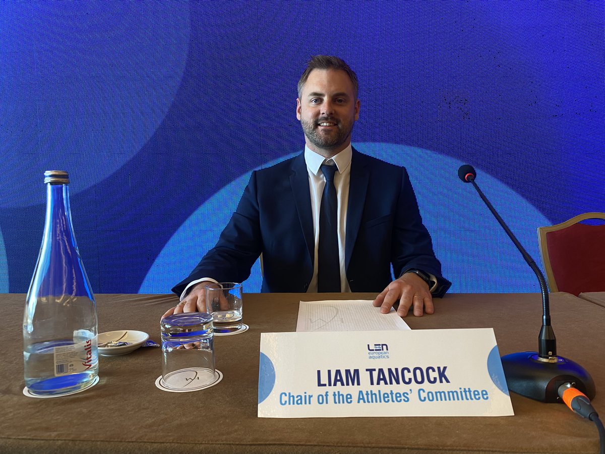 LiamTancock's tweet photo. I’ve had a great time at the 
LEN Extraordinary Congress in Cascais, Portugal 🇵🇹 
Some big constitutional changes have been passed to give athletes a seat at the top table and voting rights. A big step forward in European swimming. #LEN #Aquatics #AthletesCommittee 
@LENaquatics https://t.co/YaZesD0cgT