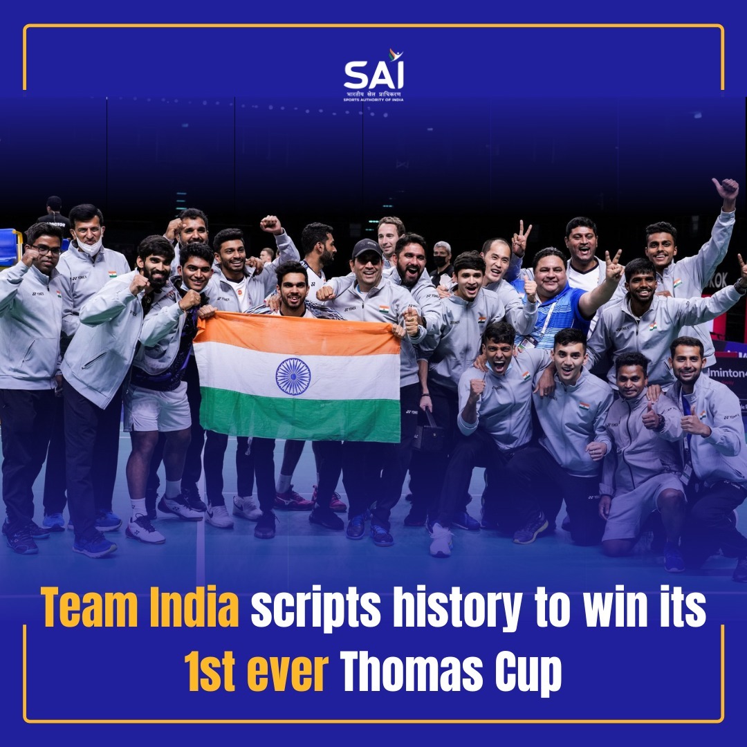 nitin_gadkari's tweet photo. Congratulations to #TeamIndia for winning the prestigious Thomas Cup by registering a historic win in Men's Badminton. This phenomenal victory is an inspiration for the youth of the nation. #ThomasCup https://t.co/13S5yKJ1x0