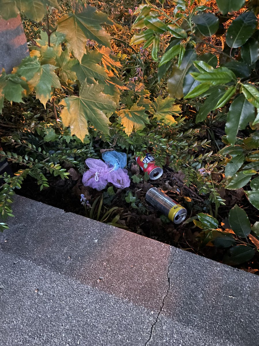 Tazzieoop's tweet photo. @Thumbelina1812 @LindaFoods Despite having a response to the concerns raised, it is still disgusting. PPE, cans and cigarette butts right in front of the “no smoking” sign. And still no sign of a bin at all!  It’s becoming a joke at this point guys… a basic bin would set you back a tenner… 

Do better. https://t.co/99I9u8915V