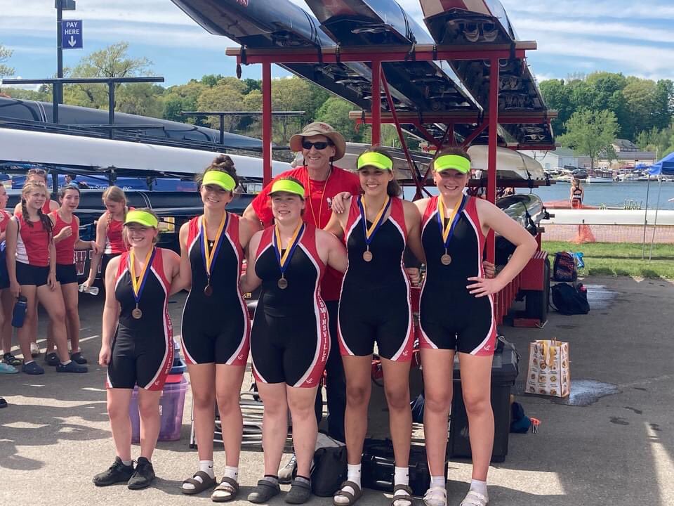 BvilleRowing's tweet photo. A great day in Saratoga at NYS rowing championships for BVille Crew. 
Silver medals for the Senior 4 and Novice 8. Bronze Medal for the Junior 4! https://t.co/PxNk78IBgQ