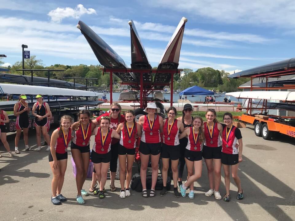 BvilleRowing's tweet photo. A great day in Saratoga at NYS rowing championships for BVille Crew. 
Silver medals for the Senior 4 and Novice 8. Bronze Medal for the Junior 4! https://t.co/PxNk78IBgQ