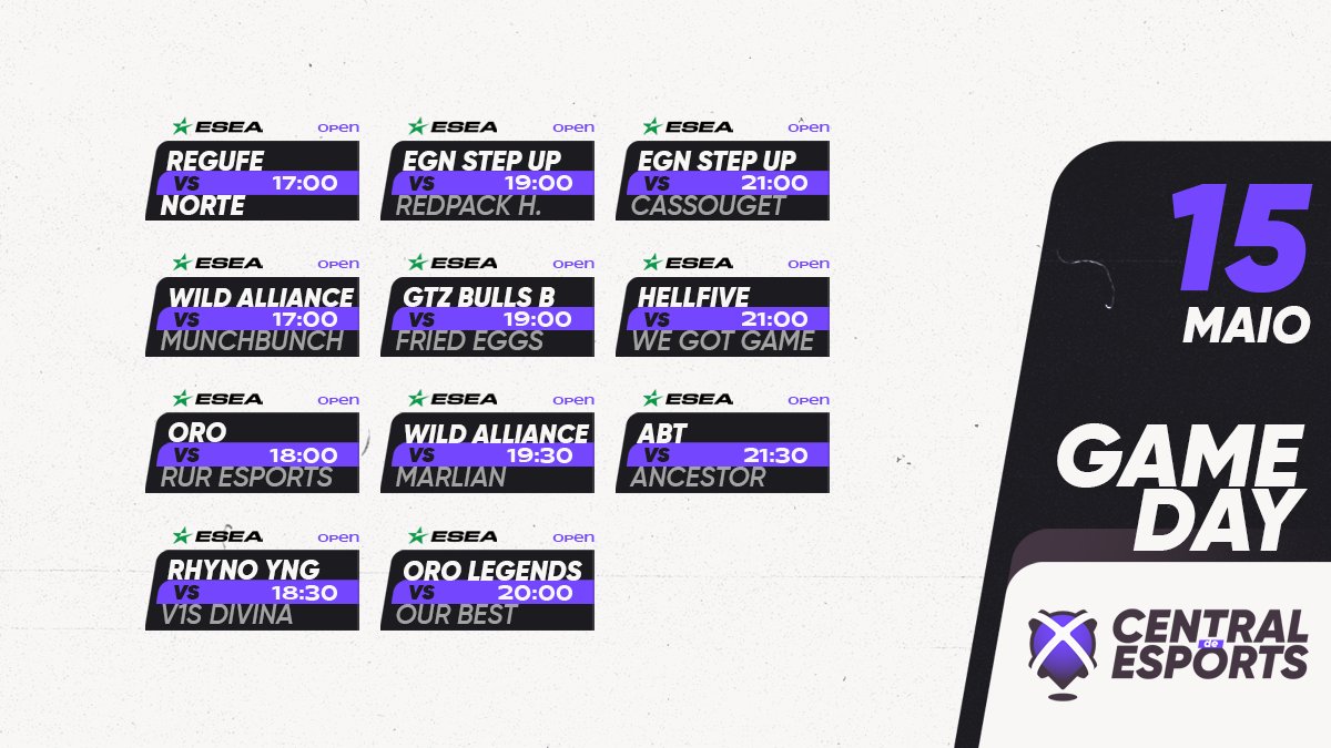 CentralDEsports's tweet photo. HOJE na 🏆 @ESEA:

17h
🇵🇹 @EsportsRegufe vs @nortegaming__ 🇵🇹
🇵🇹 @wild_alliance (19h30)

18h
🇵🇹🇪🇸 @OROGG_

18h30
🇵🇹 @RhynoEsports_.Youngsters

19h
🇵🇹 @EGNesports.StepUp (21h)
🇵🇹 @GTZBulls.B

20h
🇵🇹 @OROGG_.Legends

21h
🇵🇹 #HELLFIVE

21h30
🇵🇹 @abtesports_org

#CDEgameday #CDEesea https://t.co/VxhPanNyUv