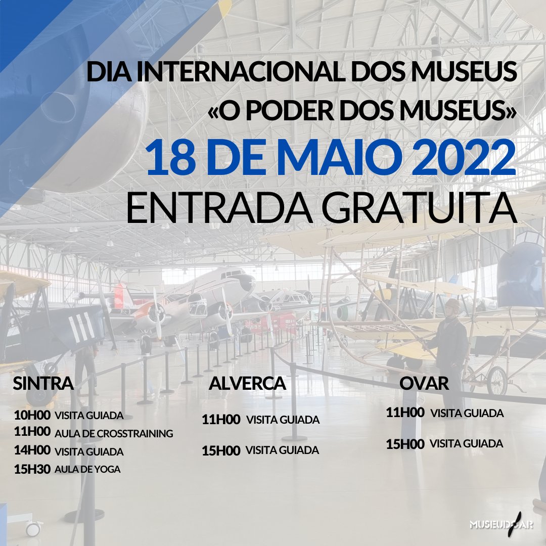 museudoar's tweet photo. É já amanhã o Dia Internacional dos Museus! 

Venha celebrar este dia com Museu do Ar! 

Entrada gratuita
10H | 17H 

Não é necessária inscrição prévia

Até amanhã ✈ https://t.co/rPqZBDoqlq