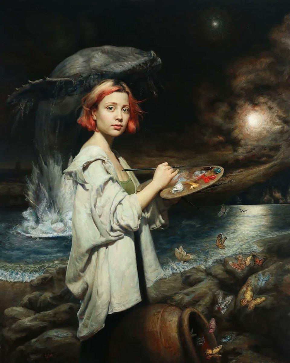 Painter <a href="/SantocesArt/">Cesar Santos</a>’s portrait of <a href="/sheidlina/">Kokoronoki</a> called ‘Worldly Consequence’ represents the artist’s feminine power and energy, a force in this world and a joy to look at.

#beautifulbizarre