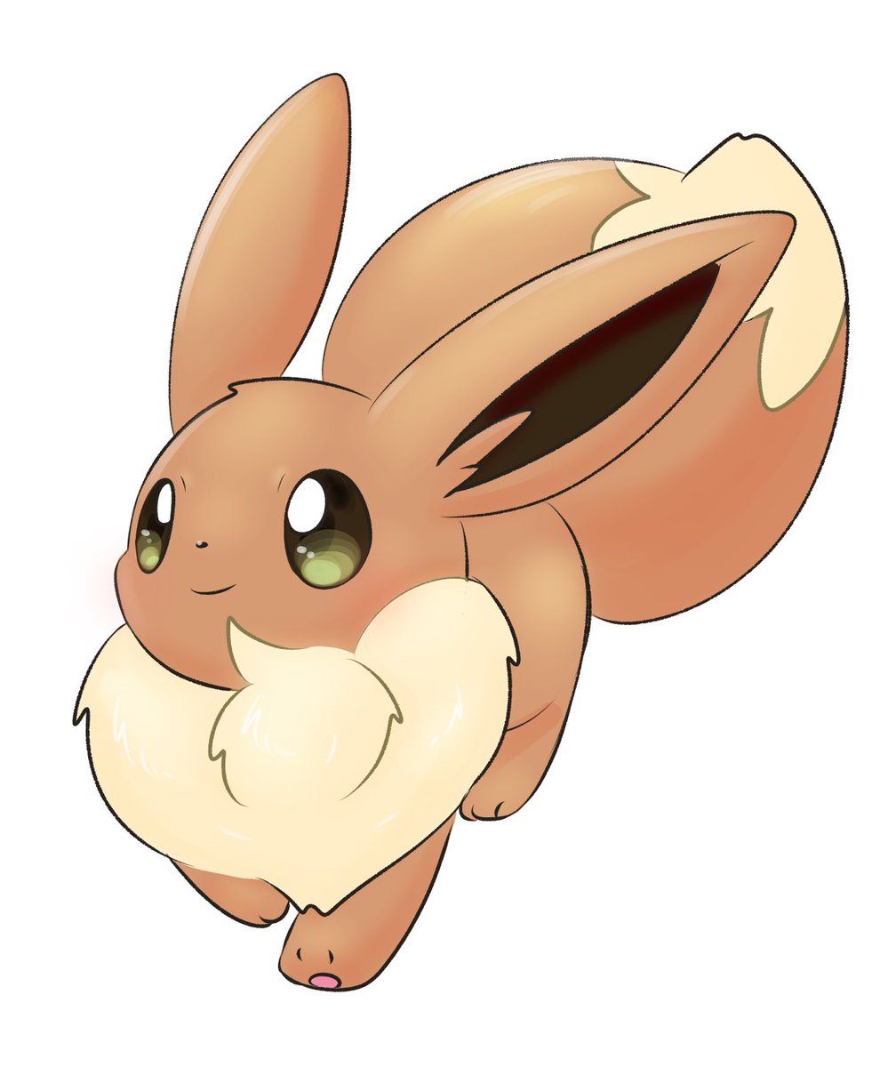 eevee no humans pokemon (creature) solo simple background smile white background full body  illustration images