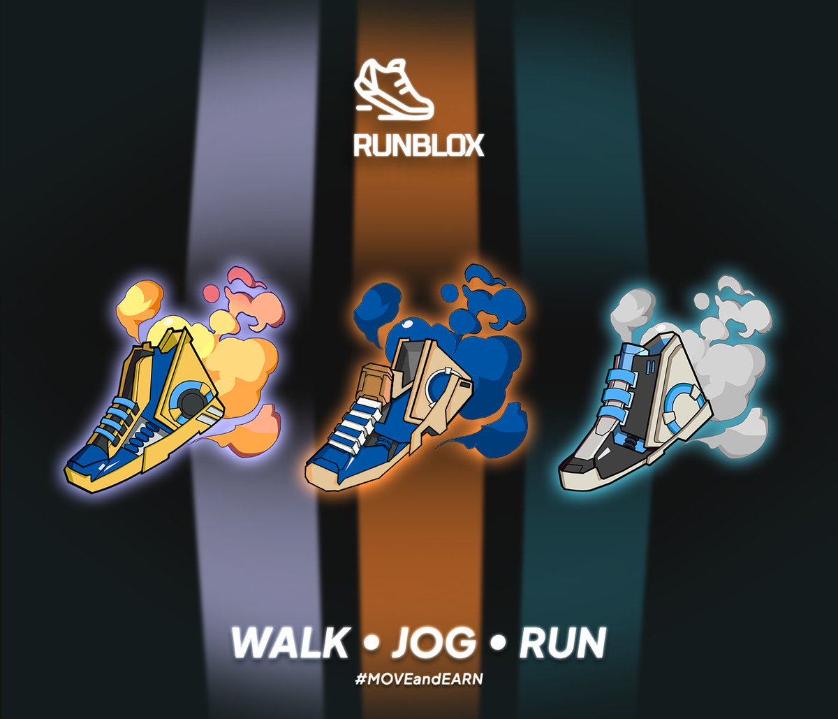 Happy Sunday  😀

We are very happy to finally share the #RunBlox #NFT Shoes 👟

Walking🚶Jogging🏃‍♂️Running

Which activity do you like ?
Comment below⬇️

#M2E #AVAX #Run