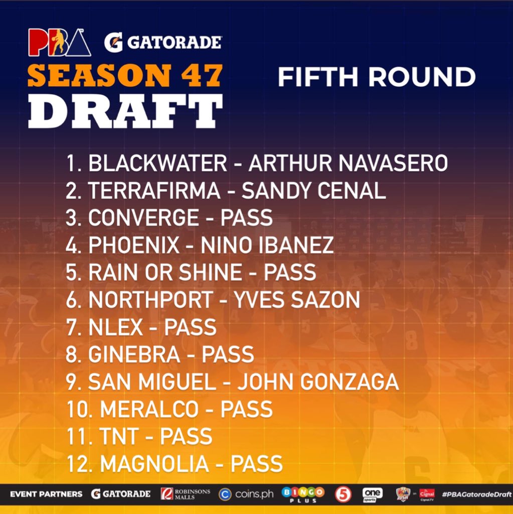 ✔️ 5th round #PBAGatoradeDraft