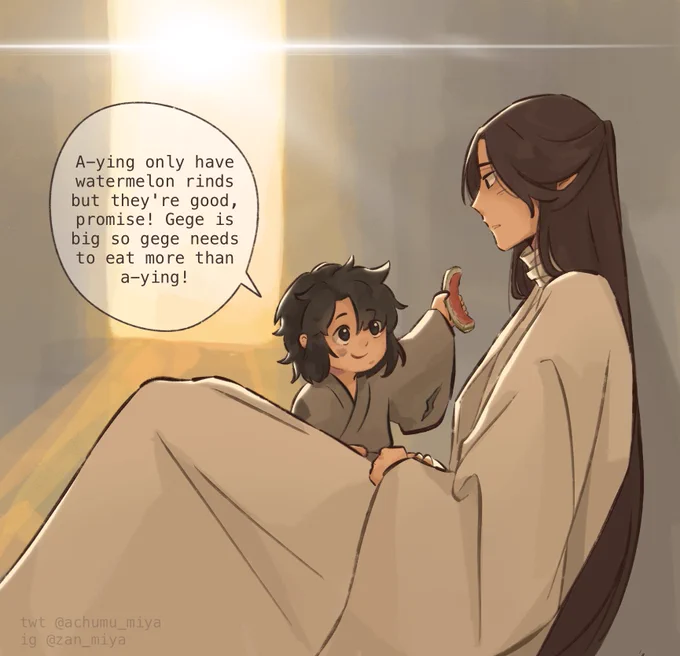 starving xie lian who was saved by little wei ying and his watermelon rinds (pre third ascension) 🍉 #tgcf #mdzs 