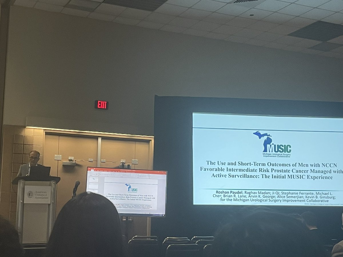 MUSICUrology's tweet photo. .@roshanpaudel discusses increase in #ActiveSurveillance from 2012-2022 for men with favorable intermediate risk #ProstateCancer. Great opportunity to decrease morbidity of tx in appropriate men #AUA22 #PCa #pscm https://t.co/NVrUd1uiOb