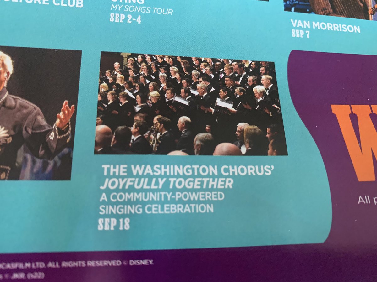 Loved getting the <a href="/Wolf_Trap/">Wolf Trap</a> summer 2022 season calendar in the mail - all of us at <a href="/TWChorus/">The Washington Chorus</a> are proud to partner w Wolf Trap to close out the season with our new community powered singing celebration on Sunday Sept 18, led by the inimitable <a href="/ecrogers2/">ecrogers</a>