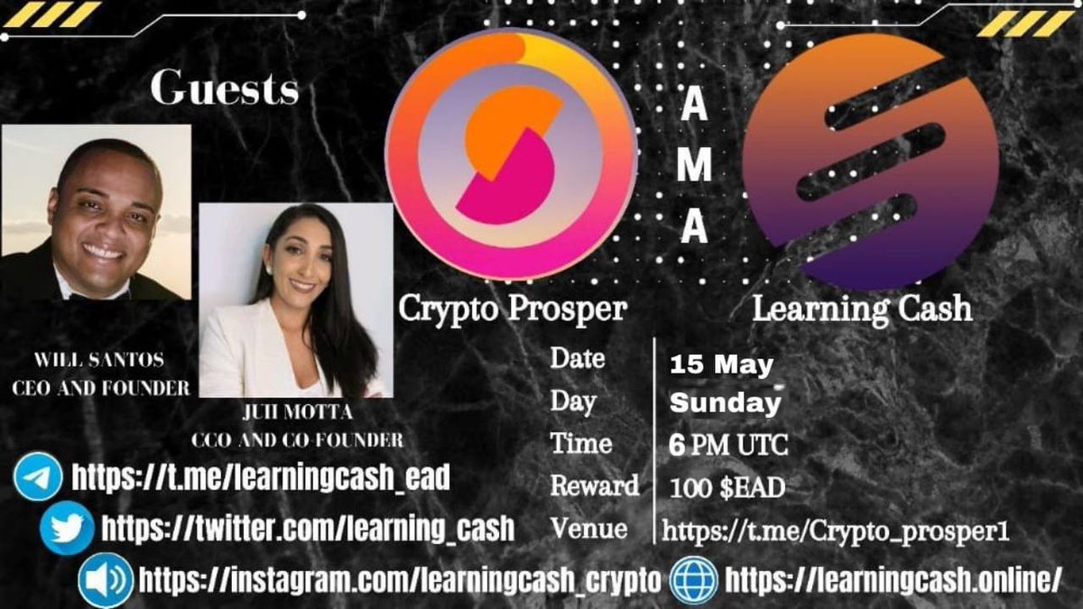 Danail534's tweet photo. Crypto Prosper is Pleased to host next AMA with @learning_cash

Time: 15 May | 6 PM UTC 
Day: Sunday 

Follow Twitter 
@CryptoProsper5
 &amp;
@learning_cash

Rewards: 100 $EAD
Venue: https://t.co/6Rv1X53nsQ

Follow Telegram
https://t.co/6Rv1X53nsQ
https://t.co/oySC7ockHg https://t.co/NpfmCCjWRP