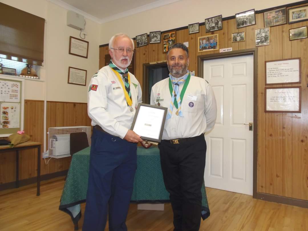 Very proud to have presented my first ever 50yr service award to Alan Britt of 1st Abercarn Scouts. Wow..50yrs voluntary service amazing ...well done...