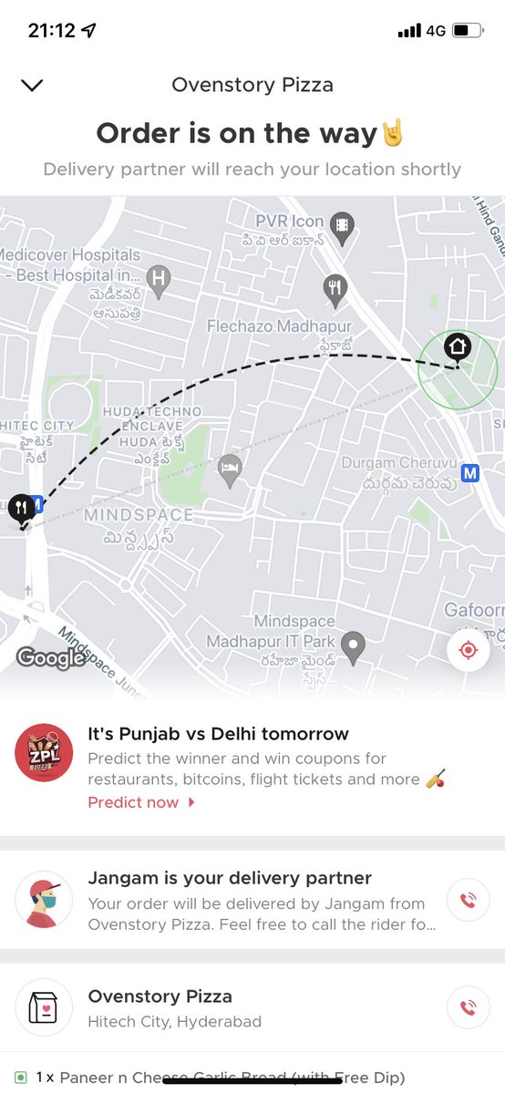 csrayyavala's tweet photo. Wooow. Now @zomato delivering through @DunzoIt 
Ordered food from #zomato and was delivered by #dunzo 
Surprisingly both the delivery person name is same. I think the same guy booked the delivery through dunzo to cover targets? 🤣🤣🤣 https://t.co/8k6SZz5JLm
