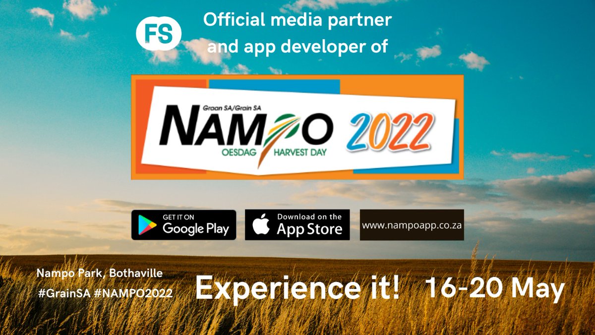 FarmspaceInfo's tweet photo. Nampo 2022 is here!
Download the app to make sure you don't miss a thing!
https://t.co/gbzn9T0foS
#Nampo2022 #FarmSpace https://t.co/NYGqKcd9d3