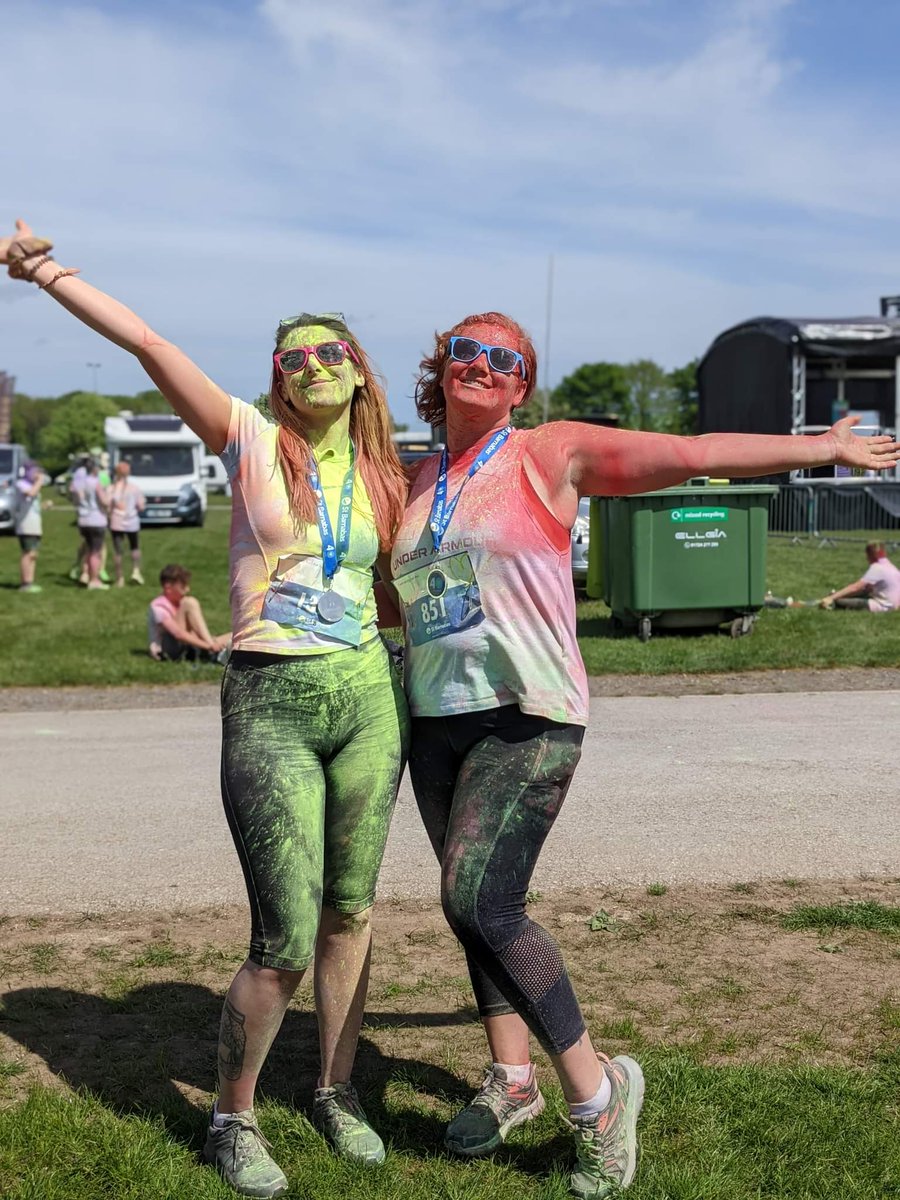 ChloeT_AP's tweet photo. Colour dash for a great cause on saturday. Even if I did get a whole load of red paint to the face 😂 #stbarnabus #colourdash5k https://t.co/t9KYSD7PHa