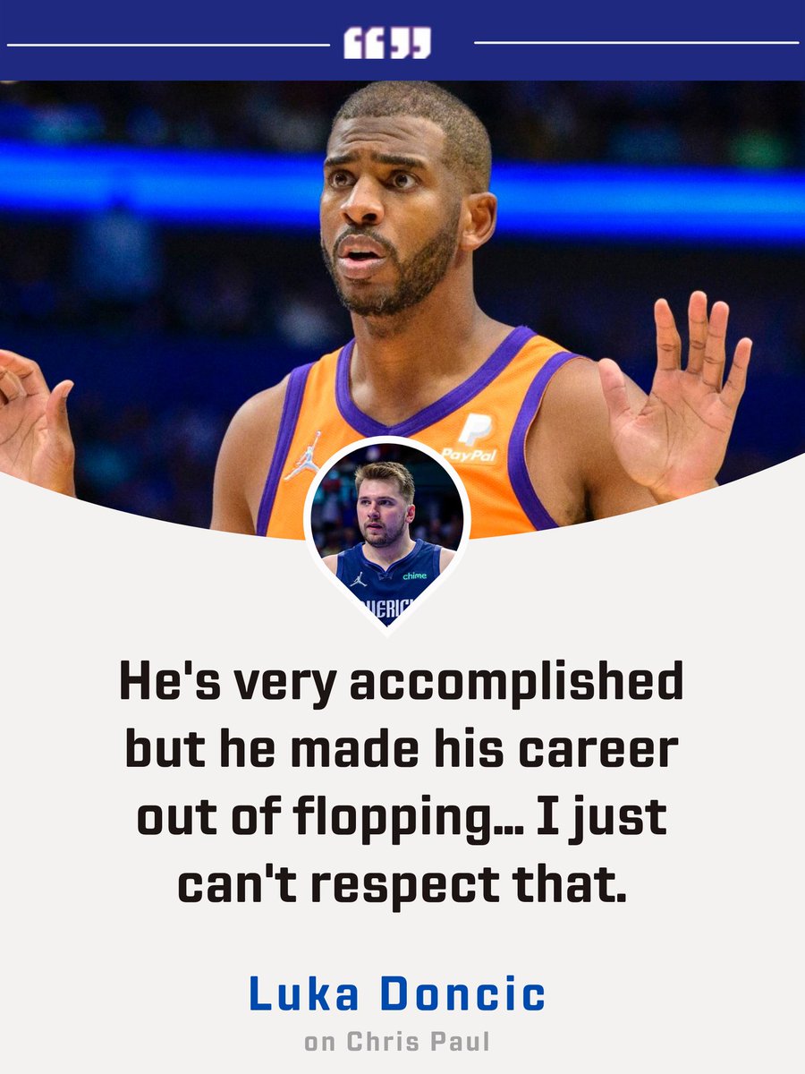 ProphetX_Hoops's tweet photo. Luka Doncic says that he can't respect Chris Paul due to his flopping, via @BCSportsPod. https://t.co/ELnAJkU8oa