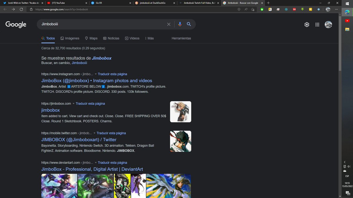 SantaoHans's tweet photo. @JordiWild Un ejemplo de como Google decide que mostrarnos o no. Hice una búsqueda en Duckduckgo y Google con la palabra "jimboboiii", la cual es el nombre del perfil de Twitch del perpetrador de Buffalo, New York. El motor de google trata de ocultar todo lo relacionado con el Tiroteo. https://t.co/3iXUqQeLlK
