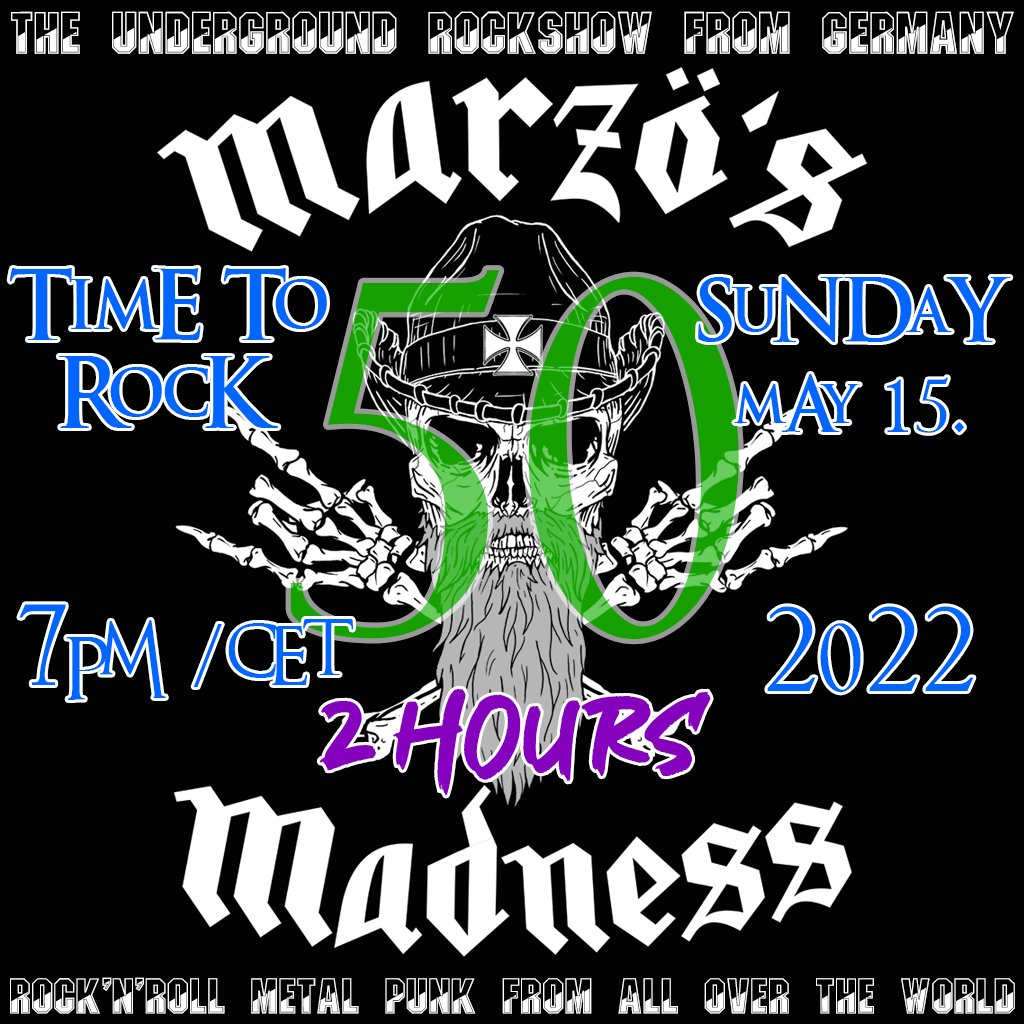 MarzosMadness's tweet photo. Marzo's Madness Rockshow Vol.50 [TODAY, May 15. 2022 - 7PM (19:00)/CET] 
The wildest rock show on the planet turns 50. It's the 50th Marzo's Madness Rockshow. https://t.co/MKscHZSGvT  #marzomccutter #marzosmadness #rockshow #radiomadness #hardrock #HeavyMetal https://t.co/nhwXTzIfFo