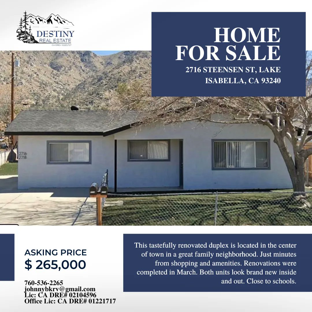Kern_Homes's tweet photo. #HomeForSale in #LakeIsabella
Tastefully renovated #duplex located in the center of town in a great family neighborhood. Just minutes from shopping and amenities. Full details at https://t.co/7dqAQcW5Ga https://t.co/6EhQ6y1N7x