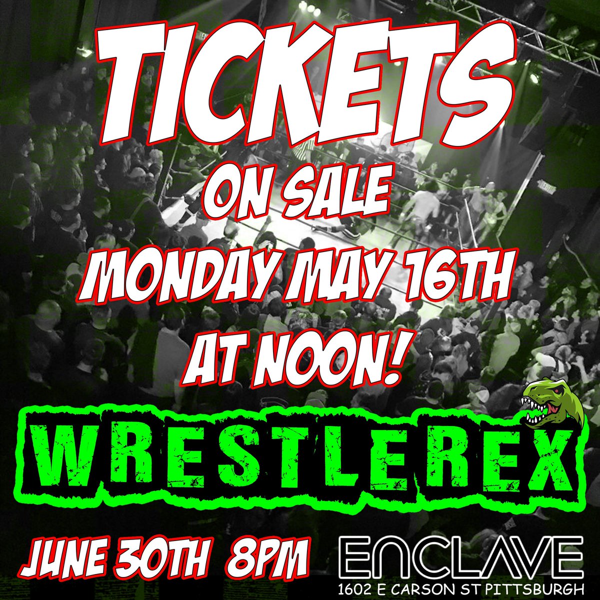 wrestlerex412's tweet photo. Attention Pittsburgh…

After a two year absence #WrestleRex returns on June 30th at Enclave in the South Side.

Tickets go on sale Monday at noon! https://t.co/yRAqj6T8BS