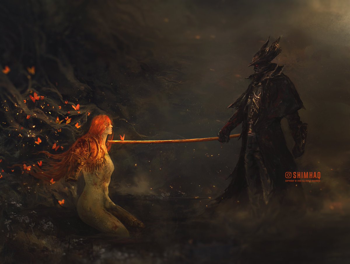 'Beast..Nightmare..Empyrean, it does not matter. I am a Hunter, and you are my prey' 
.
#Bloodborne #ELDENRING