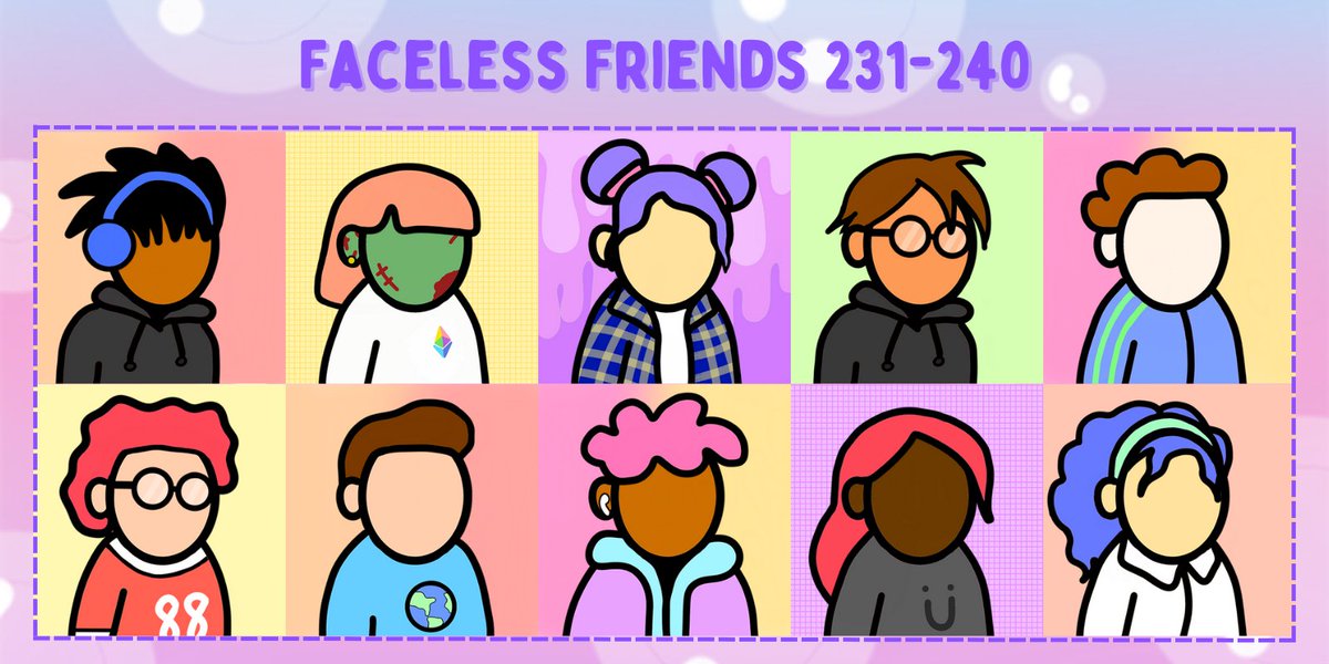 Hey Friends! Just dropped Faceless Friends #231-240
on Opensea!🌈 
🔗opensea.io/collection/fac…
<a href="/opensea/">OpenSea</a>
 #OpenSeaNFT  #NFTDrop #NFTCommunity #NFTCollection