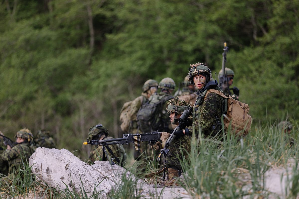 CanadianArmy's tweet photo. Training pays off for @39 CBG soldiers on Ex COUGAR GAUNTLET.

Soldiers from 39 Canadian Brigade Group conducted an amphibious landing on Air Force Beach with assault boats launched from @Royal Canadian Navy ships HMCS Vancouver and HMCS Brandon (1/2) https://t.co/C7MiI6zYZi