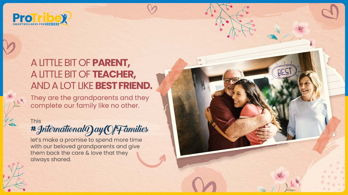 ProTribeSeniors's tweet photo. Grandparents are the supporting pillars of a #family that establishes the foundation of unconditional love, guidance and selfless nature. Without their presence even a family portrait is incomplete. So visit, cherish, and help them while you can #InternationalDayofFamilies https://t.co/4lFxeT67n0