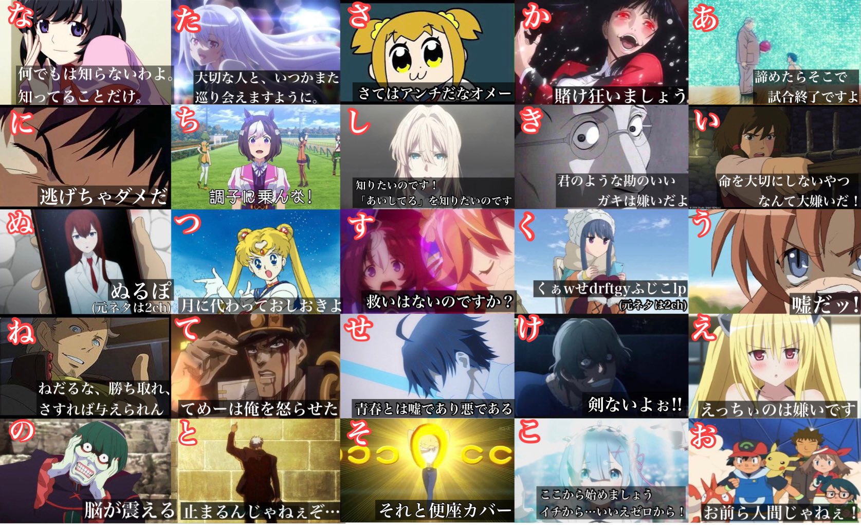 とあるん アニメ名言の頭文字 50音全部ある説を検証してみた T Co Nqipzarml9 Twitter