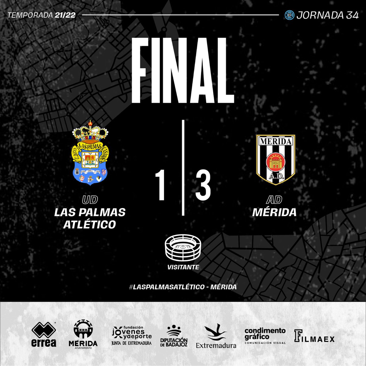 Merida_AD's tweet image. ✅ ¡FINAL! ¡FINAL! ¡FINAL DEL PARTIDO! ¡Victoria en el último encuentro de liga! ⚪️⚫️

@UDLP_Cantera 1-3 @Merida_AD 

⚽️ @ManuelBonaque 
⚽️ @felipe2alfonso 
⚽️ @aitor_pons11 

#LasPalmasAtléticoMérida