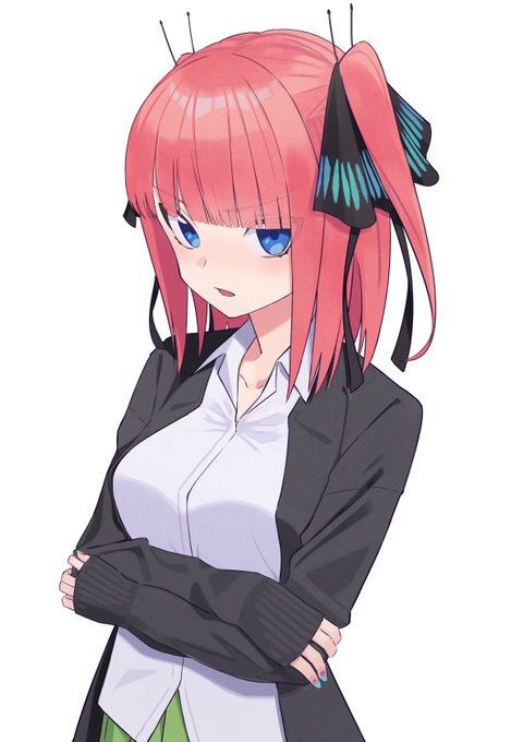 ちきんたまごさんがTwitterに投稿した中野二乃(五等分の花嫁)のイラスト。
