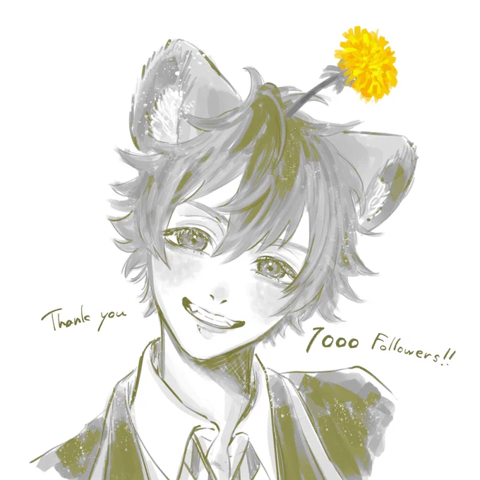 改めまして1000フォロワー様ありがとうございます...記念絵とやらを描いてみたかったので☺️
これは頭からたんぽぽ生えたラギー・ブッチ 