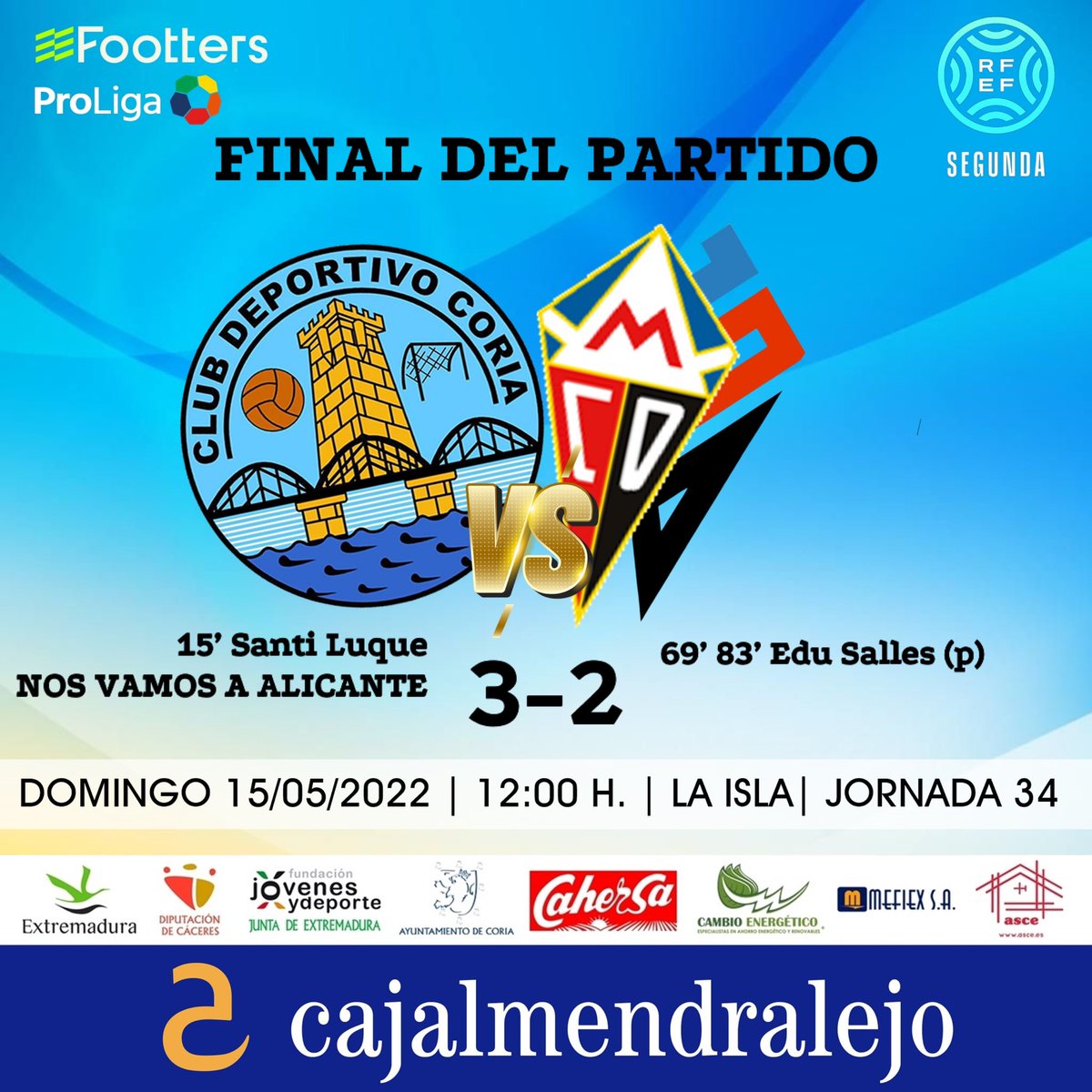 ⏱ | FINAL | ¡NO ME PREGUNTÉIS QUIÉN HA METIDO LOS DOS ÚLTIMOS GOLES PERO 90 MINUTI EN LA ISLA SON MOLTO LONGO!

✈️ ¡NOS VAMOS A ALICANTE!

💙 <a href="/CDCORIA/">Club Deportivo Coria</a> 3-2 <a href="/CDMensajero/">C.D. Mensajero</a> ❤️

📺 <a href="/Footters/">footters _</a> <a href="/alfonsocd97/">Alfonso Cárdenas</a>
📻 <a href="/enjuegoCEx/">Extremadura en Juego</a> <a href="/josepachecogar1/">jose pacheco garcia</a> 

📲 #PorUnPlayoffCeleste #CDCoriaCDMensajero