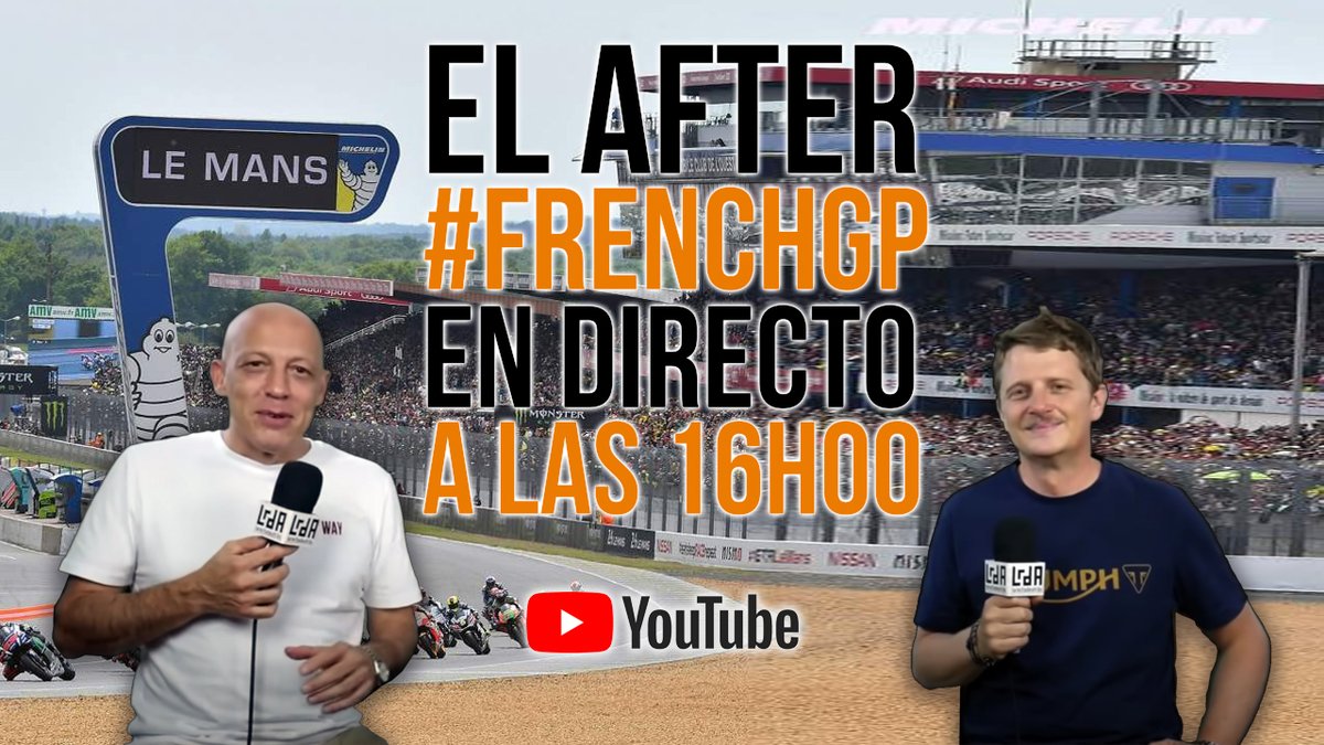 larectadeatras's tweet photo. Os recordamos que el directo del #FrenchGP será a las 16h00 (España) en nuestro canal de YouTube. 

Pincha el enlace 👇
▶️ https://t.co/qaQ1kqMdtj

#larectadeatras #Moto2 #MotoGPisBack #Moto #Directo #Live #Streaming #MotoGPFans #Motorcycle https://t.co/yIryHlIRjF
