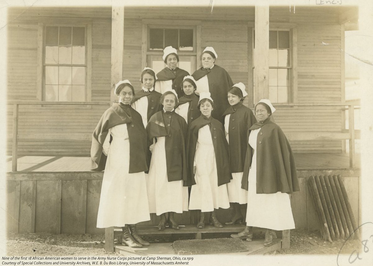 During WWI, Black women contributed significantly to the “war at home” by joining the workforce in nontraditional manufacturing roles or working as nurses, YMCA &amp; YWCA hostesses, &amp; Red Cross members. In 1918, 18 African American women were commissioned into the Army Nurse Corps.