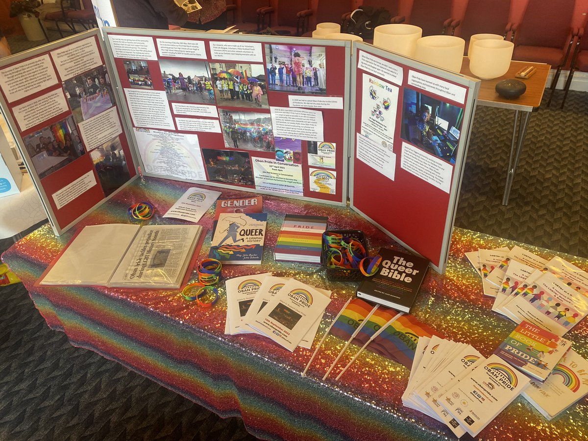 ObanPride's tweet photo. We had a fab morning at the Corran Halls with our information stall, big thank you to Argyll Wellbeing Hub and Inner Wheel Club Oban for inviting us along to share with people what we do as an organisation. 

#prideinthecommunity 
#notjustoneday https://t.co/iCq20n1SAy