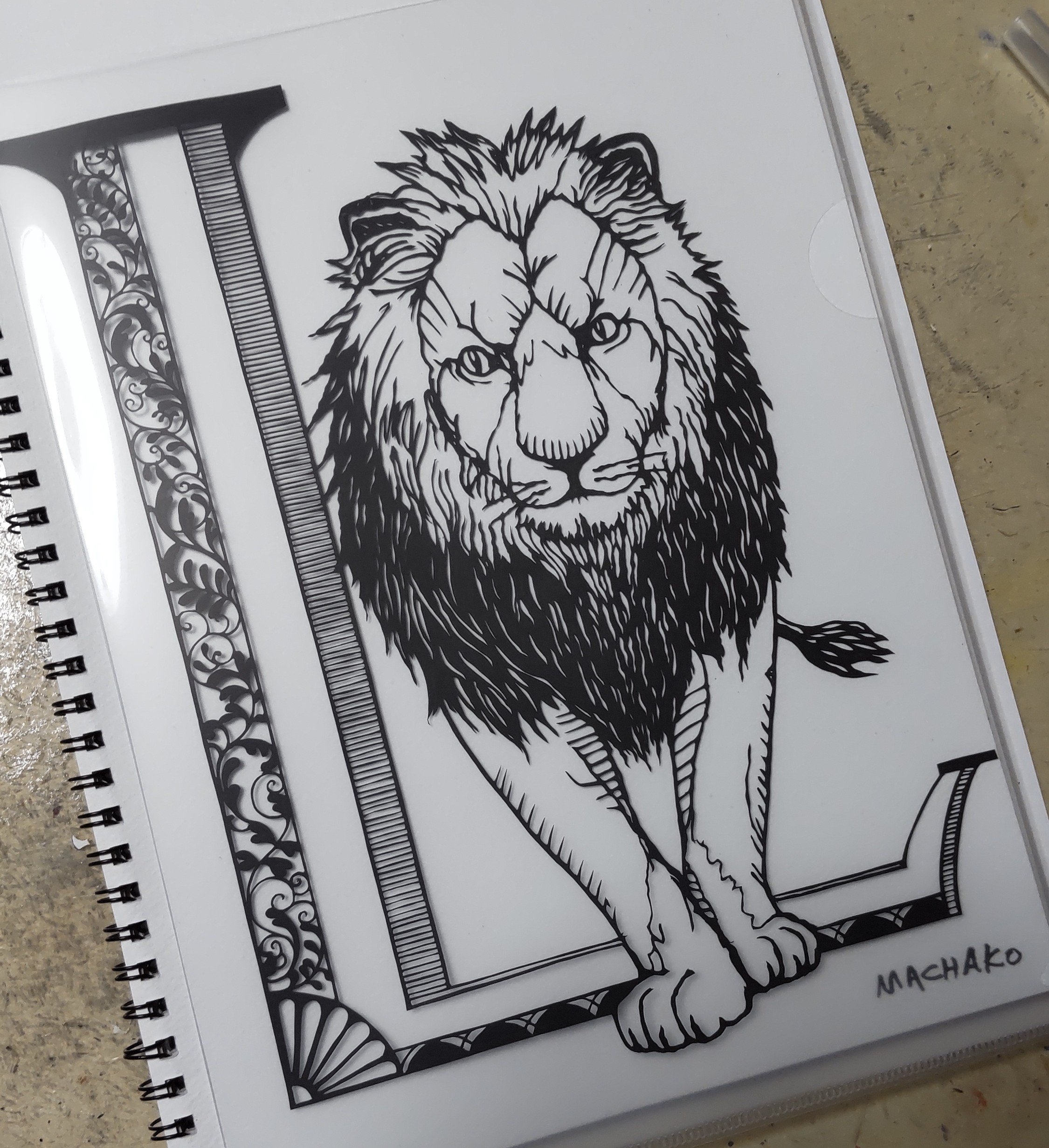 切り絵描き 川瀬雅子 まちゃこ ワークショップ図案 アルファベットと動物の切り絵2種 ライオンとパンダ 切り絵 T Co Gifev5wybp Twitter