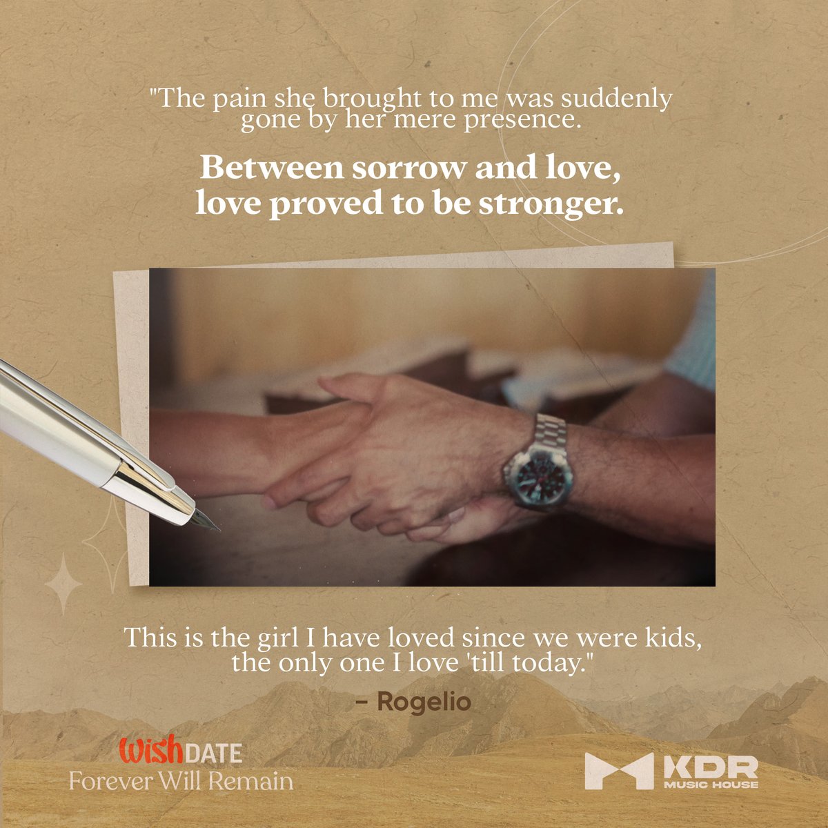 KDRMusicHouse's tweet photo. "The pain she brought to me was suddenly gone by her mere presence. Between sorrow and love, love proved to be stronger. This is the girl I have loved since we were kids, the only one I love 'till today."   — Rogelio

#WishDate
#KDRMusicHouse https://t.co/UlG0iRtlsr