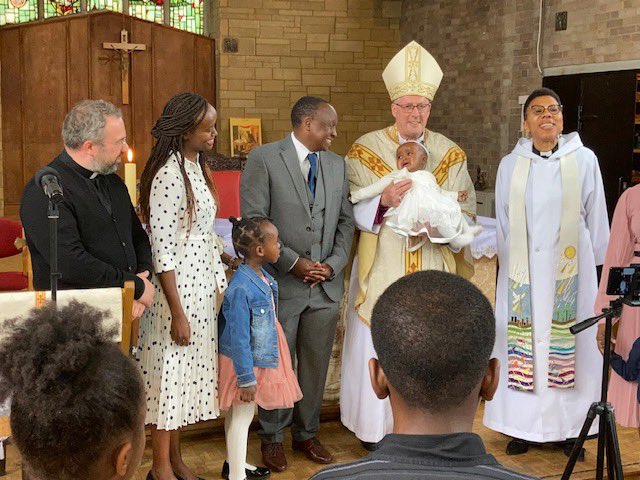 BishopSouthwark's tweet photo. Walk in this light - the light of Christ - all the days of your life Taraji Rahab Wambui Karimi-Njoka with the love and prayers of your parents Stanley and Clare godmother Rosemarie Bishop Designate of Croydon (and preacher today) and godfather Raymond #ShineasalightintheWorld https://t.co/EacjsfzKj5