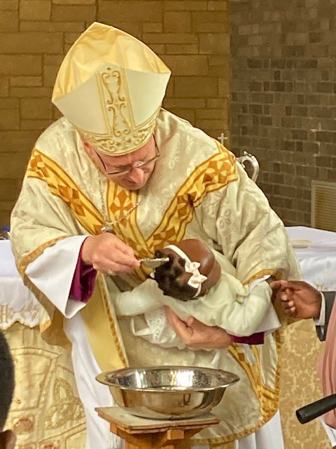 BishopSouthwark's tweet photo. Walk in this light - the light of Christ - all the days of your life Taraji Rahab Wambui Karimi-Njoka with the love and prayers of your parents Stanley and Clare godmother Rosemarie Bishop Designate of Croydon (and preacher today) and godfather Raymond #ShineasalightintheWorld https://t.co/EacjsfzKj5