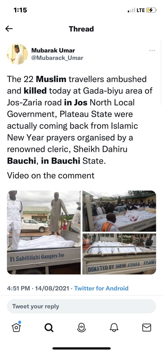 RIP to the 22 muslim travelers killed in Plateau state for doing nothing, simply because they were muslims.