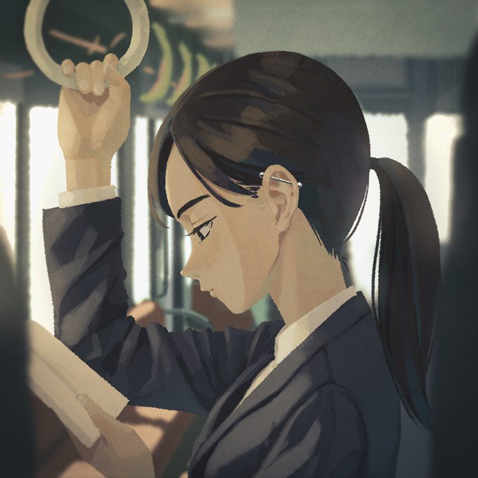 きっちりリクルートスーツだけどインダストリアルピアスという人をみたので描いた 
