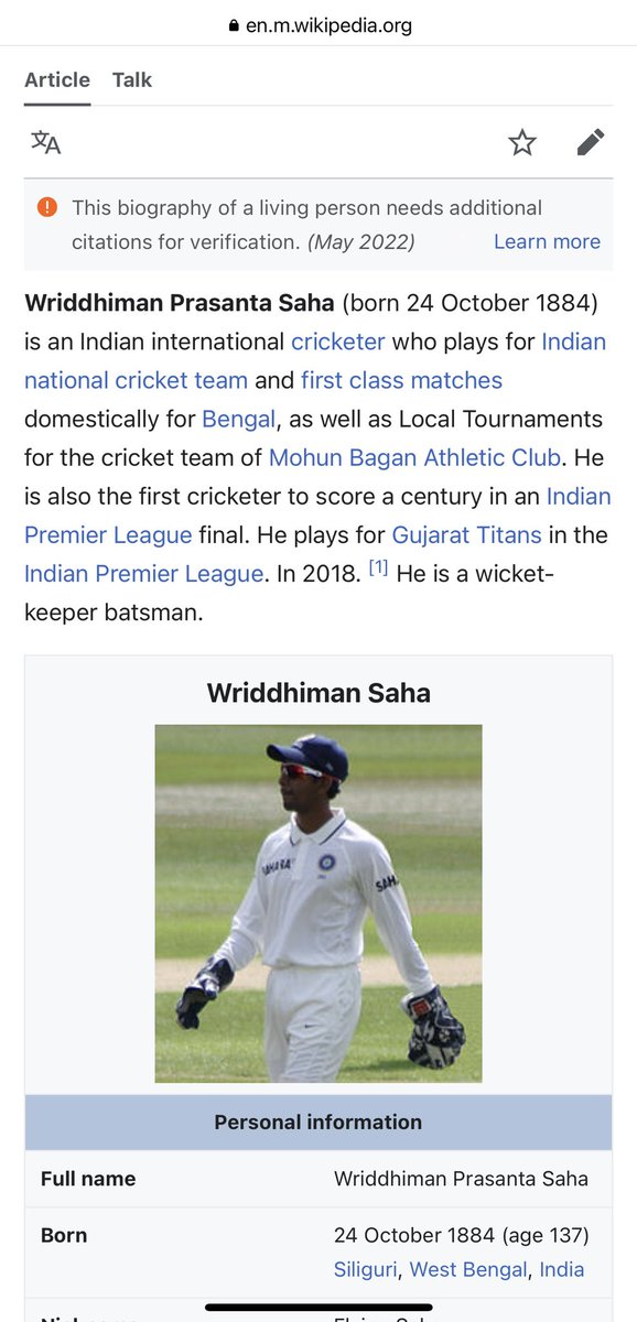 chandradip's tweet photo. @Wriddhipops is amazing! Even his age on wikipedia could probably be a record! https://t.co/EzA34MmKFS