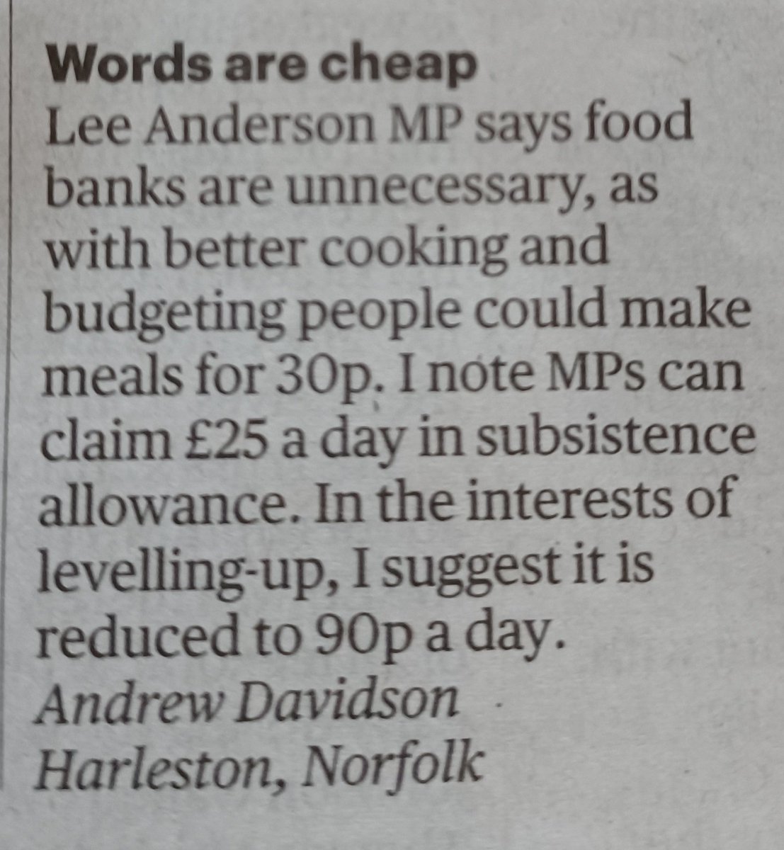 Letter in today's Times