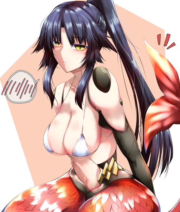 段蔵さん初描き
Japanのクノイチは人魚変化の術が必修だって聞いたので人魚にしました
#FGO 
#加藤段蔵 