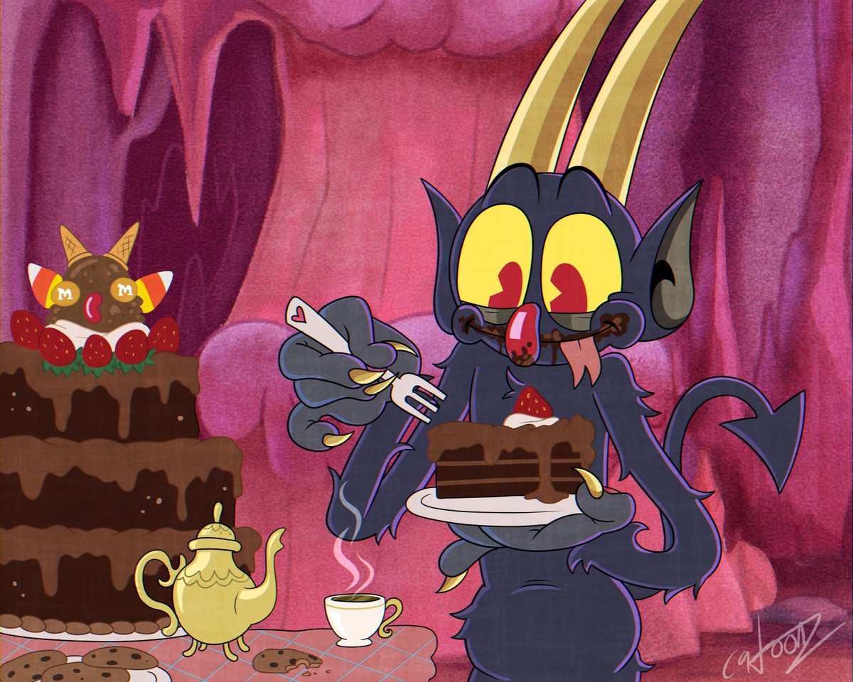 ca_toonz's tweet photo. Devil has a weakness for sweets and tea 🇬🇧 
#cupheaddevil #TheDevil #cupheadfanart https://t.co/MvKd5jCweP